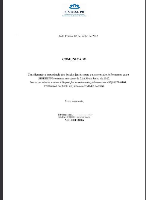 Comunicado - 02/06/2022