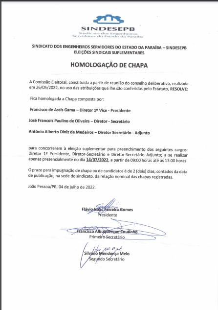 Homologção de Chapa