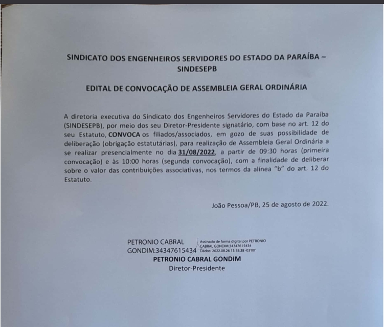 EDITAL DE CONVOCAÇÃO DA ASSEMBLEIA GERAL ORDINÁRIA