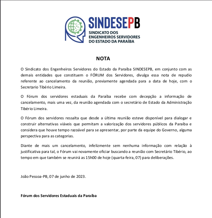 Nota - SINDESEPB