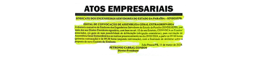 Edital de convocação da assembleia geral 28/Março/2024