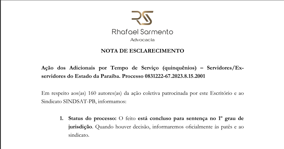 NOTA DE ESCLARECMENTO